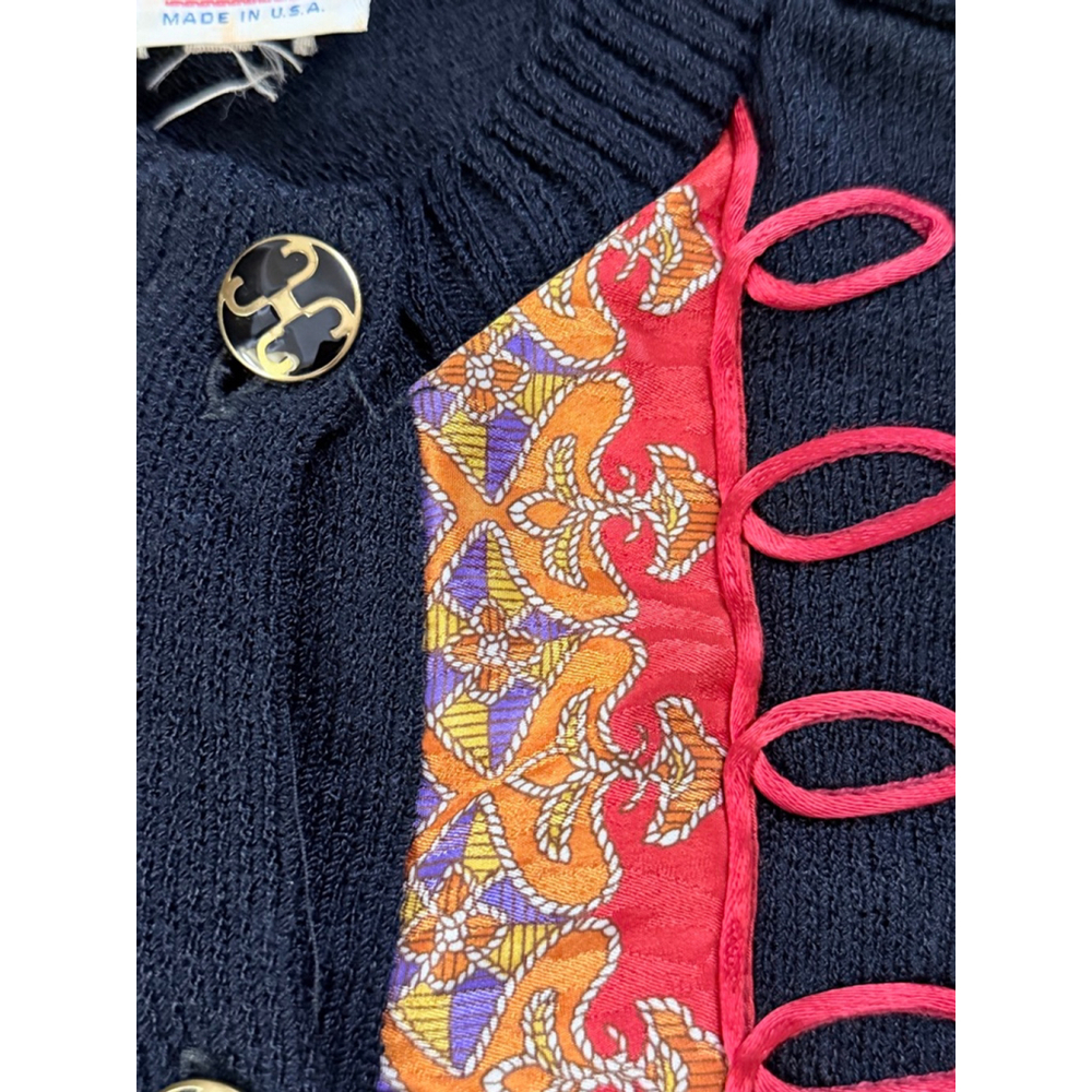 Vintage Anthony Sicari Cardigan Size 10 Black with Red Accents - Picture 3 of 11